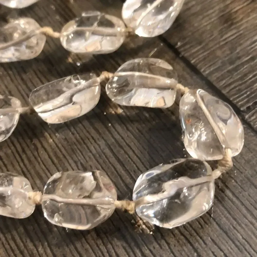 Polished Clear Quartz Gem Rock Necklace 17.75”